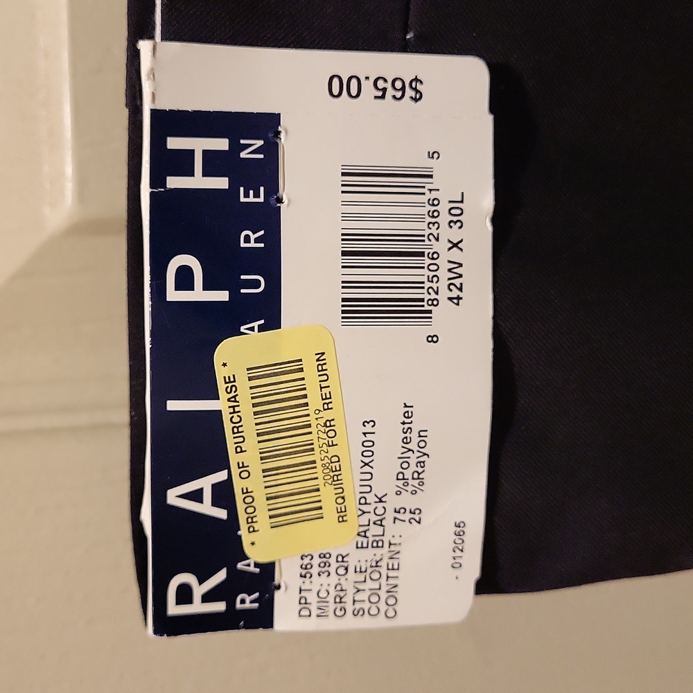 Ralph Lauren men's dress pants, 42W X 30L, Black color